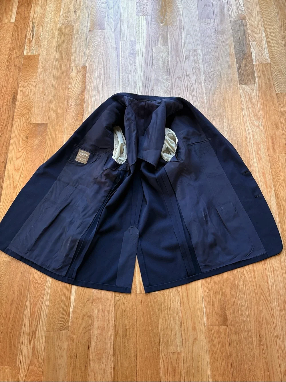 Vintage 1950s Kingsridge Griffith Smith Made In USA Navy Blue 2pc Suit 42R 34x30